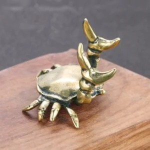Solid Brass Lucky Crab Statue Sculpture Tea Pet Ornament Animal Figure Miniature EDC Tools & Brass Collectibles
