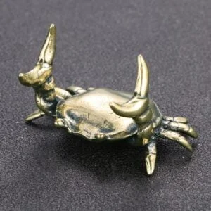 Solid Brass Lucky Crab Statue Sculpture Tea Pet Ornament Animal Figure Miniature EDC Tools & Brass Collectibles