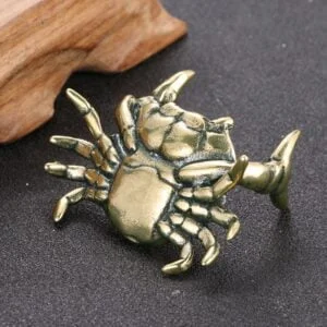 Solid Brass Lucky Crab Statue Sculpture Tea Pet Ornament Animal Figure Miniature EDC Tools & Brass Collectibles