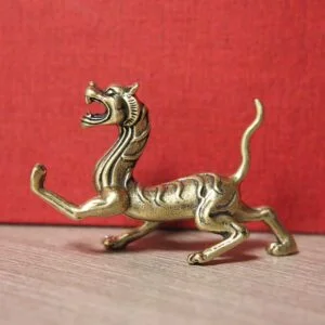 Solid Brass Beasts Dragon Statue Tiger Figurine Tea Pet Ornament Miniature Toy EDC Tools & Brass Collectibles