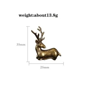 Retro Brass Christmas Elk Figurine Reindeer Statue Tea Pet Ornament Miniature EDC Tools & Brass Collectibles