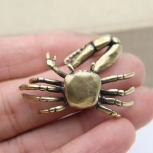 Solid Brass Crab Figurine Miniature Tea Pet Ornament Metal Small Animal Statue EDC Tools & Brass Collectibles