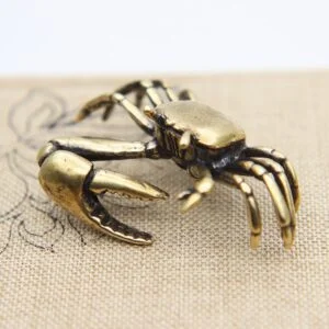 Solid Brass Crab Figurine Miniature Tea Pet Ornament Metal Small Animal Statue EDC Tools & Brass Collectibles