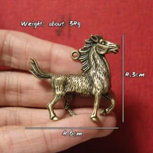 Pure Brass Horse Figurine Statue Keychain Car Hanging Miniature Tea Pet Ornament EDC Tools & Brass Collectibles
