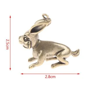 Solid Brass Rabbit Statue Keychain Pendant Tea Pet Ornament Miniature Craft Toy EDC Tools & Brass Collectibles