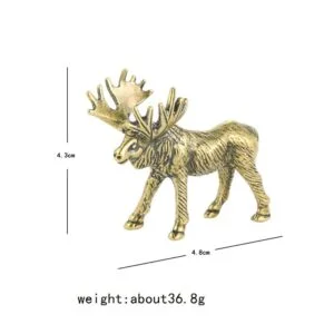 Solid Brass Elk Figurine Moose Statue Ornament Tea Pet Animal Craft Miniature EDC Tools & Brass Collectibles