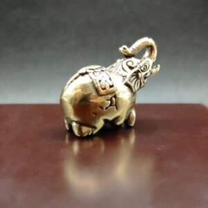 Solid Brass Lucky Elephant Figurine Animal Statue Tea Pet Ornament Toy Miniature EDC Tools & Brass Collectibles