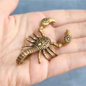 Solid Brass Scorpion Statue Handmade Car Hanging Key Chain Tea Pet Ornament Toy EDC Tools & Brass Collectibles