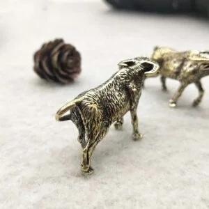 Solid Brass Bull Figurine Cow Statue Miniature Tea Pet Ornament Animal Toy Craft EDC Tools & Brass Collectibles