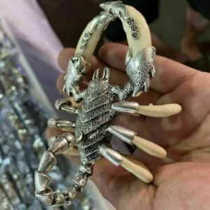 Teeth of Wolves Tibetan silver Scorpion Statue Necklace Pendant Amulet Decor EDC Tools & Brass Collectibles