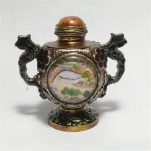 Antique Collectible Empty Snuff Bottle Painted Map Craft Ornaments Old Object EDC Tools & Brass Collectibles