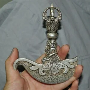 Tibetan Silver Vajra Dorje Phurpa Exorcism Talisman Hatchet Tomahawk Ax Axe EDC Tools & Brass Collectibles