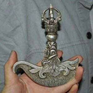 Tibetan Silver Vajra Dorje Phurpa Exorcism Talisman Hatchet Tomahawk Ax Axe EDC Tools & Brass Collectibles