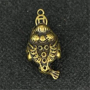 Pure Brass Mini Flat Toad Figurine Keychain Tag Tea Pet Ornament Miniature Toy EDC Tools & Brass Collectibles