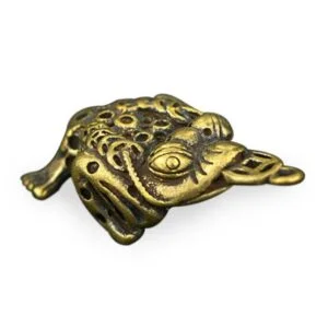 Pure Brass Mini Flat Toad Figurine Keychain Tag Tea Pet Ornament Miniature Toy EDC Tools & Brass Collectibles