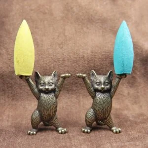 Solid Brass Cartoon Kung Fu Cat Fish Bone Statue Tea Pet Ornament Miniature Toy EDC Tools & Brass Collectibles