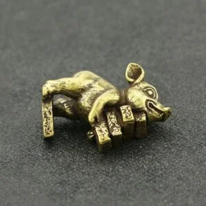Pure Brass Pig Figurine Collectible Statue Tea Pet Ornament Miniature Animal Toy EDC Tools & Brass Collectibles