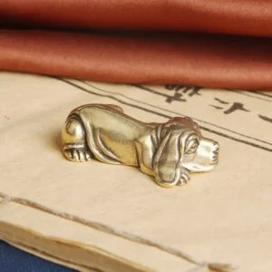 Solid Brass Puppy Dog Figurine Miniature Tea Pet Ornament Small Animal Statue EDC Tools & Brass Collectibles
