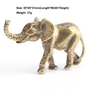 Solid Brass Elephant Statue Keychain Animal Mini Figure Tea Pet Ornament Craft EDC Tools & Brass Collectibles