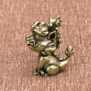 Brass Lucky Beast Pixiu Mascot Décor Tea Pets Miniature Ornament Toy Mini Figure EDC Tools & Brass Collectibles
