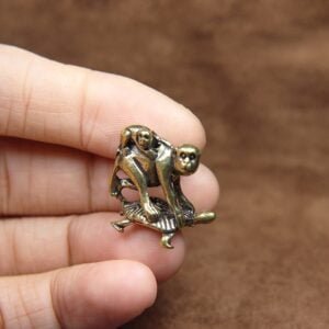 Solid Brass Turtle Carrying Monkeys Miniature Figurine Feng Shui Ornament Toy EDC Tools & Brass Collectibles