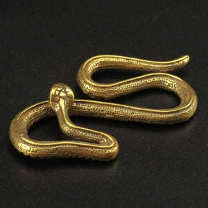 Vintage Solid Brass Long Snake Figurine Miniature Tea Pet Ornament Car Key Chain EDC Tools & Brass Collectibles