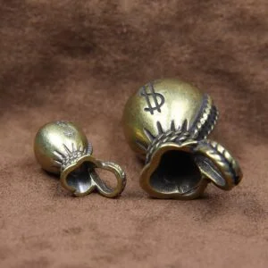 Pure Brass Lucky Dollar Money Bag Tea Pet Ornament Car Hanging Key Chain Pendant EDC Tools & Brass Collectibles