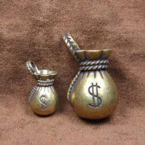 Pure Brass Lucky Dollar Money Bag Tea Pet Ornament Car Hanging Key Chain Pendant EDC Tools & Brass Collectibles