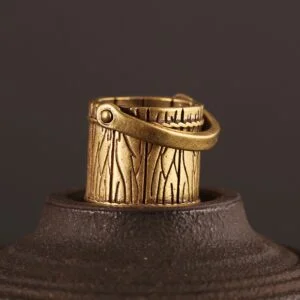 Pure Brass Mini Bucket Keychain Pendant Bag Car Hanging Tea Pet Ornament Trinket EDC Tools & Brass Collectibles