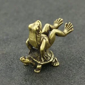 Pure Brass Turtle Frog Figurine Tea Pet Ornament Miniature Animal Statue Toy EDC Tools & Brass Collectibles