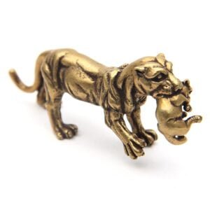 Solid Brass Vintage Tiger Figurine Tea Pet Ornament Sculpture Animal Model Toy EDC Tools & Brass Collectibles