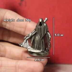 White Brass Scythe Grim Reaper Statue Soldier Figure Miniature Tea Pet Ornament EDC Tools & Brass Collectibles