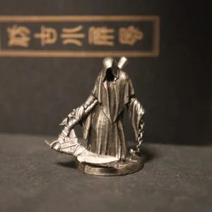 White Brass Scythe Grim Reaper Statue Soldier Figure Miniature Tea Pet Ornament EDC Tools & Brass Collectibles