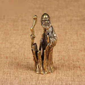 Antique Solid Brass Dharma Ancestor Statue Tea Pet Ornament Buddha Miniature Toy EDC Tools & Brass Collectibles