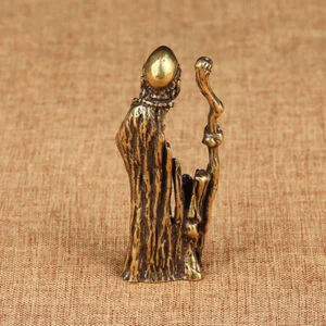 Antique Solid Brass Dharma Ancestor Statue Tea Pet Ornament Buddha Miniature Toy EDC Tools & Brass Collectibles