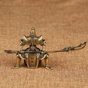 Antique Solid Brass Guan Gong Statue Tea Pet Ornament Buddha Figurine Miniature EDC Tools & Brass Collectibles