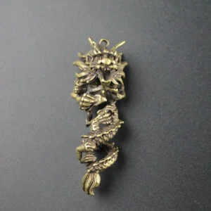 Pure Brass Archaize Dragon Keychain Pendant Hanging Tea Pet Miniature Ornament EDC Tools & Brass Collectibles