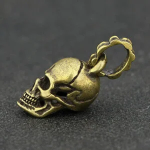Pure Brass Handmade Skull Keychain Pendant Punk Miniature Tea Pet Ornament Gift EDC Tools & Brass Collectibles