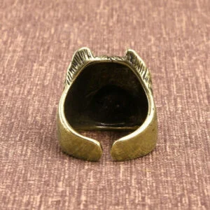 Brass French Bulldog Head Ring Jewelry Adjustable Tea Pet Miniature Ornament EDC Tools & Brass Collectibles