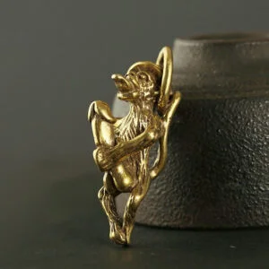 Pure Brass Monkey Statue Car Key Chain Pendant Tea Pet Miniature Ornament Toy EDC Tools & Brass Collectibles