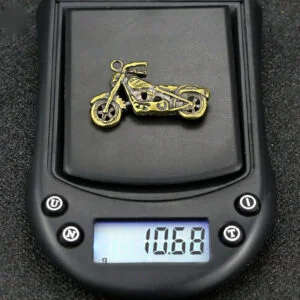 Pure Brass Skull Head Bike Motorcycle Statue Keychain Pendant Tea Pet Miniature EDC Tools & Brass Collectibles