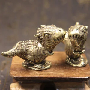 Pure Brass Ancient Animal Tyrannosaurus Rex Dinosaur Statue Tea Pet Ornament Toy EDC Tools & Brass Collectibles