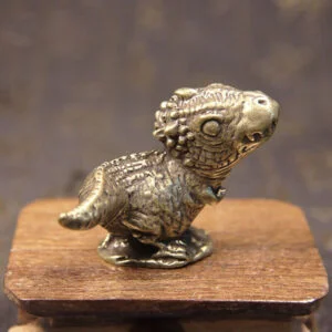 Pure Brass Ancient Animal Tyrannosaurus Rex Dinosaur Statue Tea Pet Ornament Toy EDC Tools & Brass Collectibles