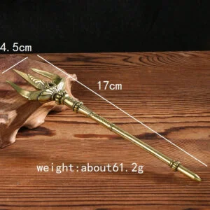 Solid Brass Trident Tea Pet Ornament Miniature Greek Mythology Poseidon EDC Tools & Brass Collectibles