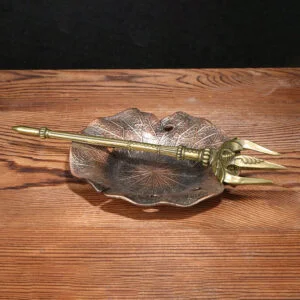 Solid Brass Trident Tea Pet Ornament Miniature Greek Mythology Poseidon EDC Tools & Brass Collectibles