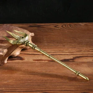 Solid Brass Trident Tea Pet Ornament Miniature Greek Mythology Poseidon EDC Tools & Brass Collectibles