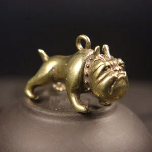 Solid Brass Pug Dog Keychain Bulldog Hanging Tea Pet Ornament Miniature Toy EDC Tools & Brass Collectibles
