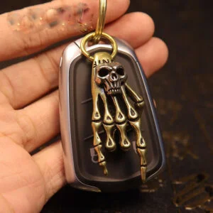 Solid Brass Skull Hand Statue Keychain Necklace Pendant Hanging Tea Pet Ornament EDC Tools & Brass Collectibles
