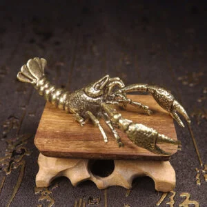 Pure Brass Crayfish Shrimp Lobster Figurine Miniature Tea Pet Ornament Toy Craft EDC Tools & Brass Collectibles