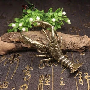 Pure Brass Crayfish Shrimp Lobster Figurine Miniature Tea Pet Ornament Toy Craft EDC Tools & Brass Collectibles